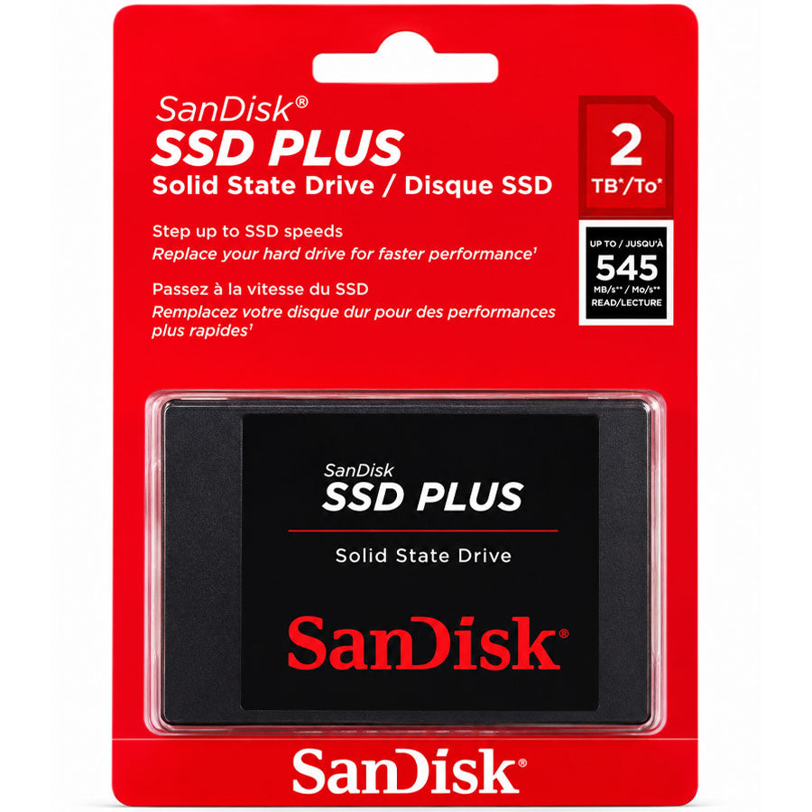 SanDisk SSD Plus 2TB 2.5-inch SATA SSD front view