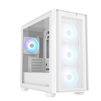 ASUS A21 PLUS TG ARGB white micro-ATX case 90DC00H3-B19010 hero view showing front and left side