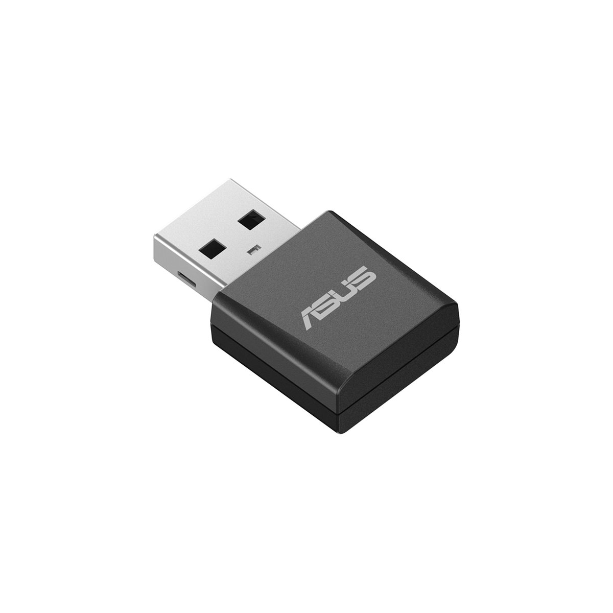 ASUS USB-BE92 Nano Wi-Fi 7 USB adapter front view, tilted 45 degrees