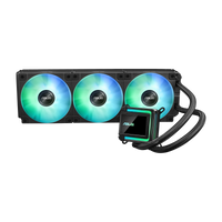ASUS LC 360 ARGB AIO liquid cooler three-quarter view with three ARGB fans and sleeved tubing