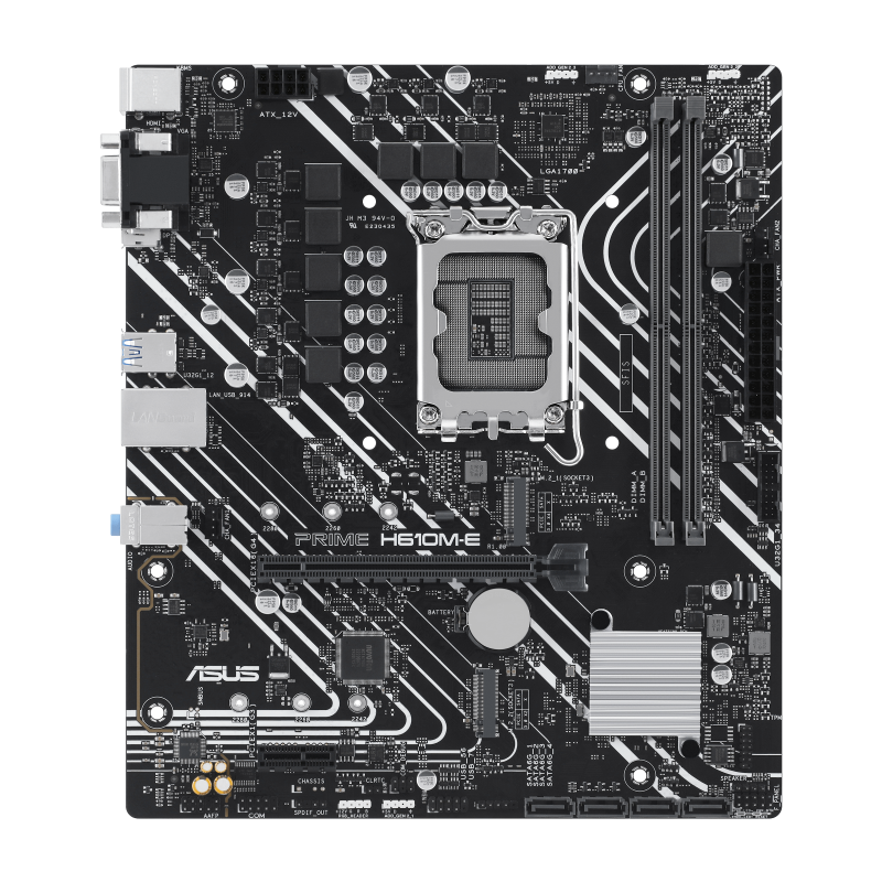 PRIME H610M-E-CSM motherboard front view (90MB1G10-M0EAYC)