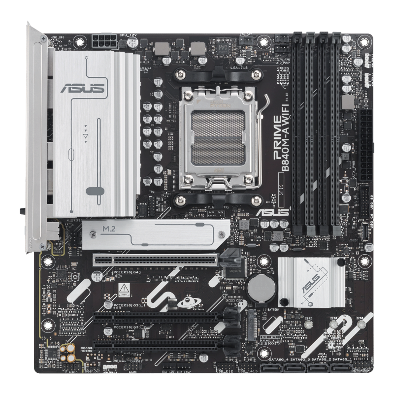 ASUS PRIME B840M-A WIFI AM5 micro-ATX motherboard (90MB1J20-M0EAY0) - front view