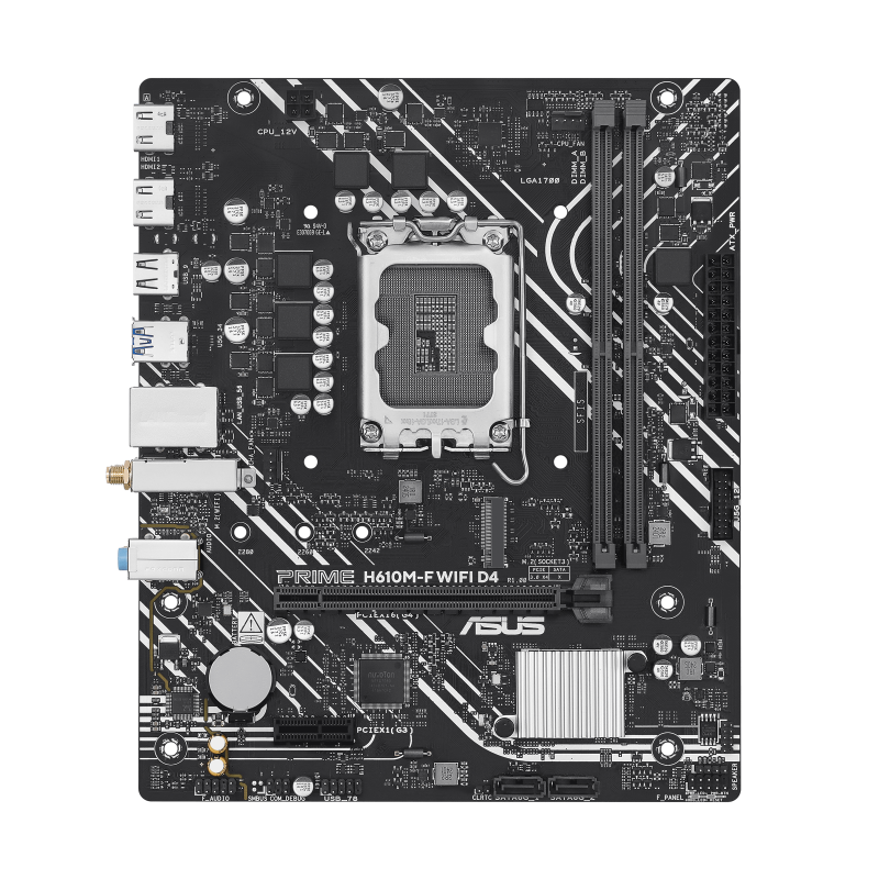PRIME H610M-F WIFI D4 motherboard front view (90MB1L40-M0EAY0)