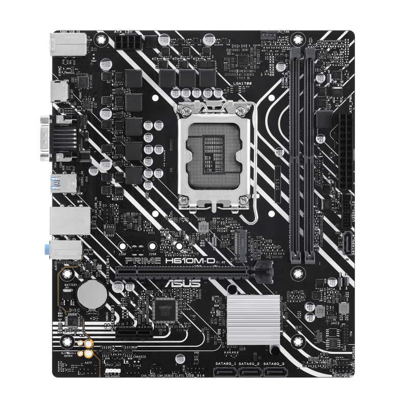 PRIME H610M-D motherboard front view (90MB1G80-M0EAY0)
