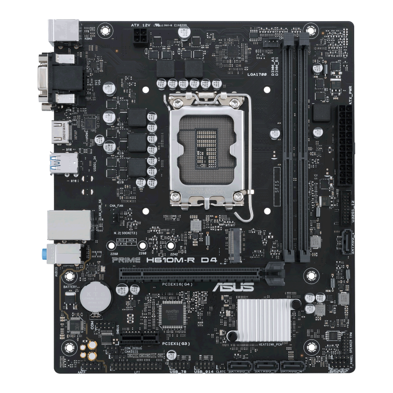 ASUS PRIME H610M-R D4 micro ATX motherboard front view 90MB1B40-M0ECY0
