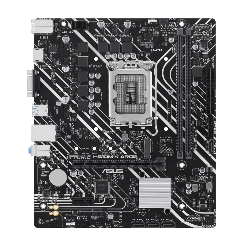 PRIME H610M-K ARGB motherboard front view (90MB1G90-M0EAY0)