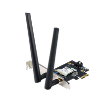 ASUS PCE-BE6500 WiFi 7 PCIe adapter with antennas