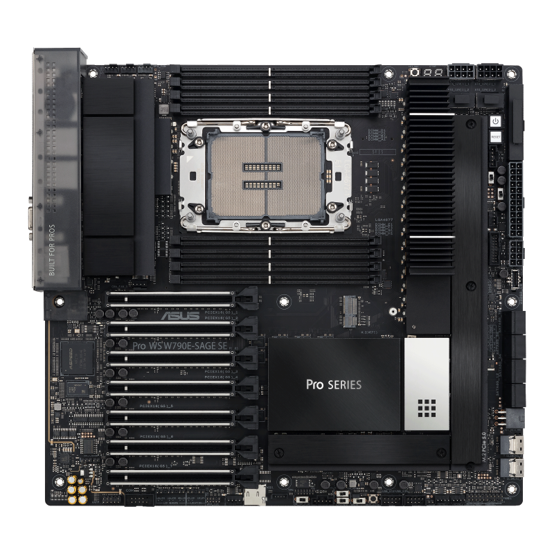 Pro WS W790E-SAGE SE motherboard front view (90MB1C20-M0EAY0)