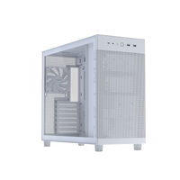 ASUS Prime AP303 Tempered Glass white ATX case front and left side view