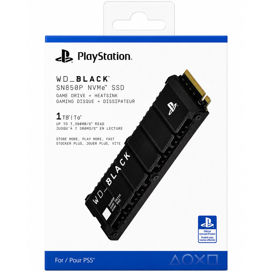 WD_BLACK SN850P 1TB NVMe SSD for PS5 with heatsink front view