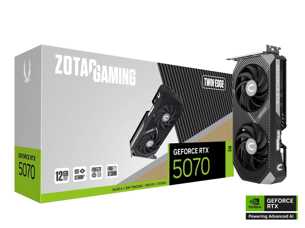 ZOTAC GAMING GeForce RTX 5070 Twin Edge 12GB graphics card front view